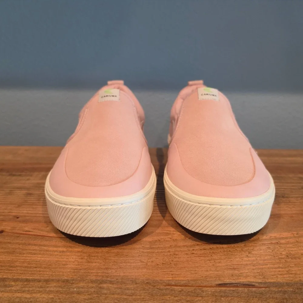 Cariuma Mens Slip On Pro Skate Shoes Pink‎ Suede Canvas Sneakers Size 9.5